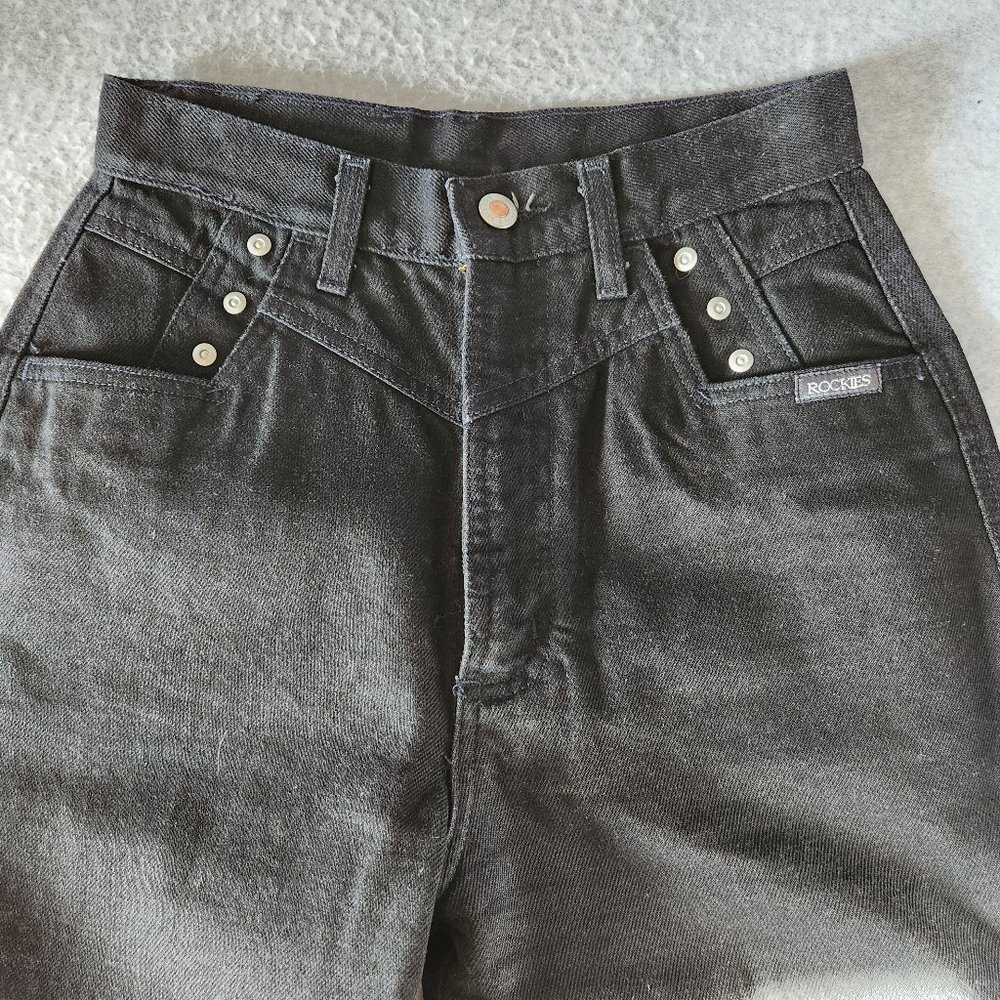Vintage Rockies Y-York High Waist Jean Bareback Black Cotton - Picture 3 of 9